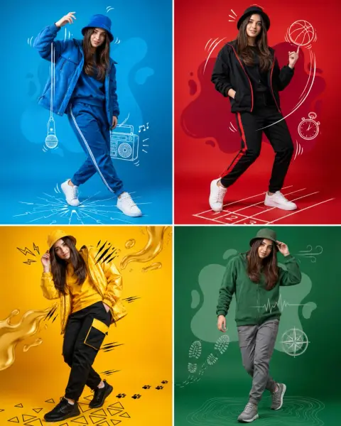 High-end sports fashion street split screen poster