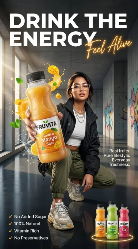 High-end sports style juice advertising poster