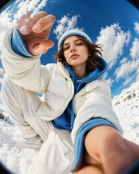 High-end streetwear fisheye lens overhead portraits