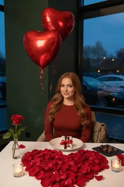 High-end Valentine's Day luxury romantic candlelight dinner