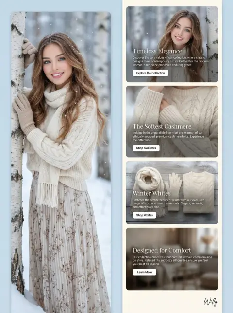 High-end winter fashion series web landing page design