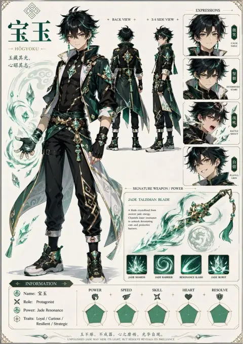 Hot-blooded boy Baoyu character design drawing