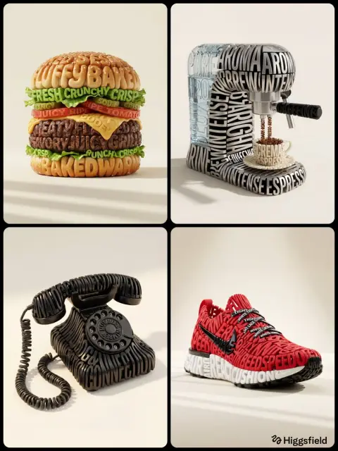 Hyper-realistic 3D text sculpture art