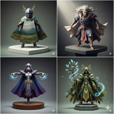 Hyper-realistic geometric origami figure sculpture