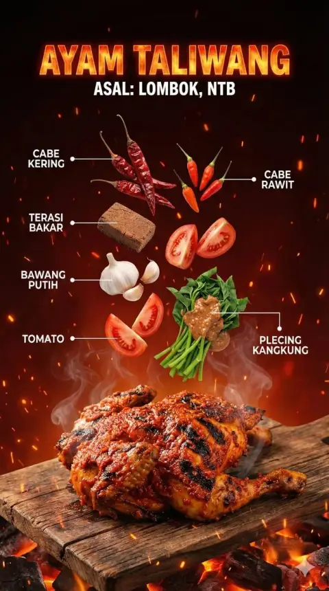 Hyper-realistic Indonesian floating food poster
