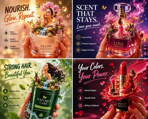 Hyper-realistic luxury advertising posters microscopic fantasy world prompt words