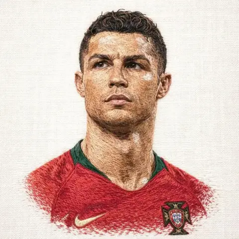 Hyper realistic sketch portrait of football player in red shirt