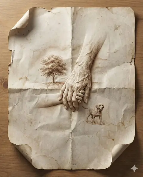 Hyper-realistic three-dimensional memories emerging from the creases of old paper