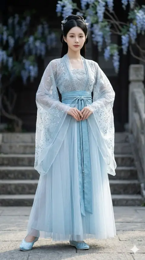Ice blue skirt embellished with Milky Way stars