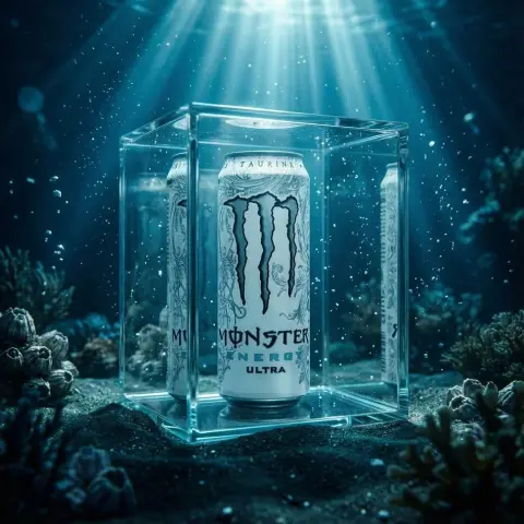 Ice-clear white can energy drink movie-level blockbuster