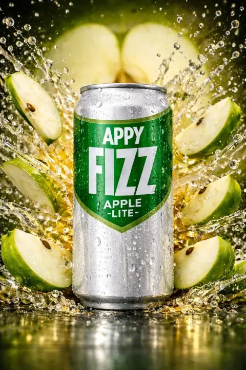 Iced apple soda splash closeup