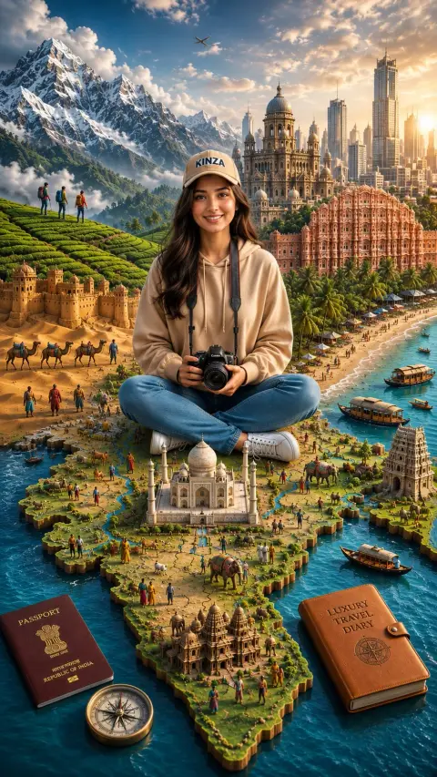 India 3D miniature travel map