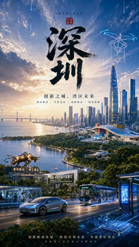 Ink light and shadow national trend city poster