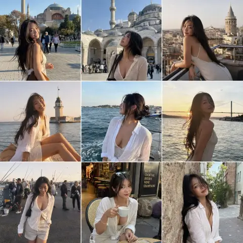 Istanbul Charming Women Natural Travel Photos Nine Palace Grid