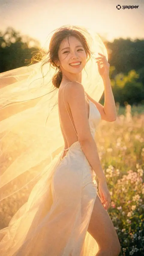 Japanese romance with backlit white gauze