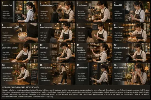 Japanese women’s cafe daily 16-frame storyboard