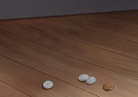 Japanese yen banknotes scattered in a dark corridor