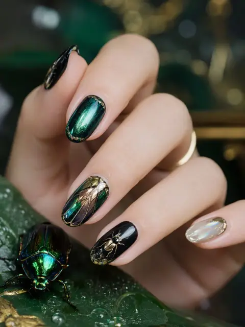Jellyfish theme high-end manicure realistic close-up