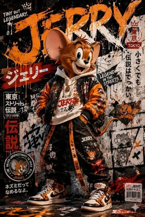 Jerry rat street trend graffiti poster style