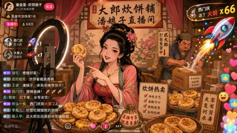 Jinlian live broadcast selling cooking cakes