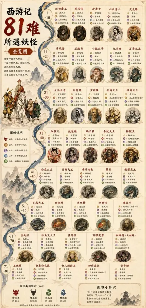 Journey to the West Eighty-one Difficult Monsters Illustrated Book