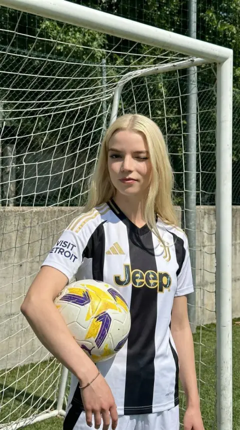 Juventus playful girl on the pitch