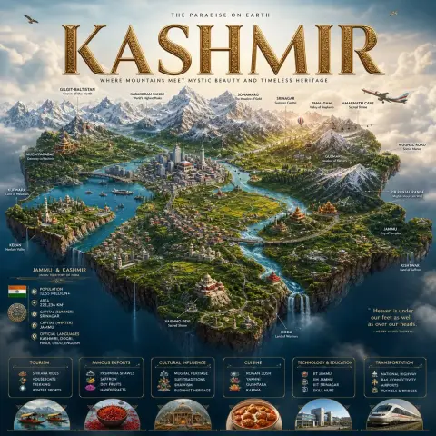 Kashmir suspended island miniature world map