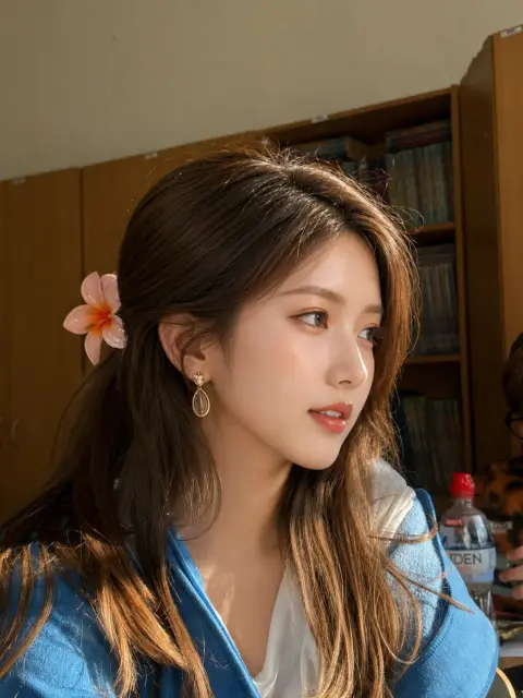 Korean-style beauty of East Asian girls in the classroom
