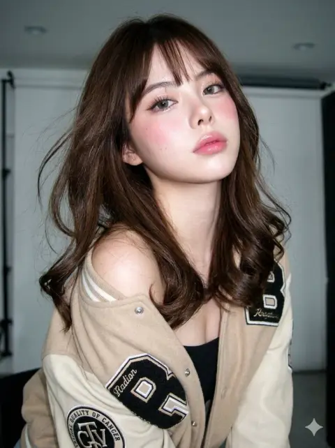 Korean style glass skin street cool girl