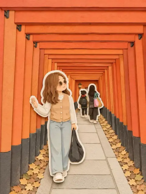Kyoto Torii Walkthrough Anime Girl Paper Sculpture Style