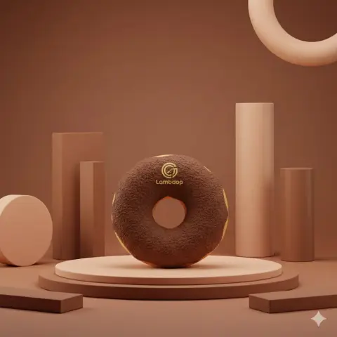 Large chocolate donuts under warm monochrome light and shadow