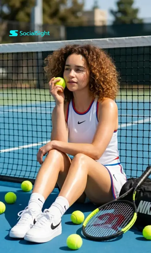 Lazy Afternoon on the Tennis Court: Portraits in Luxurious Sports Style