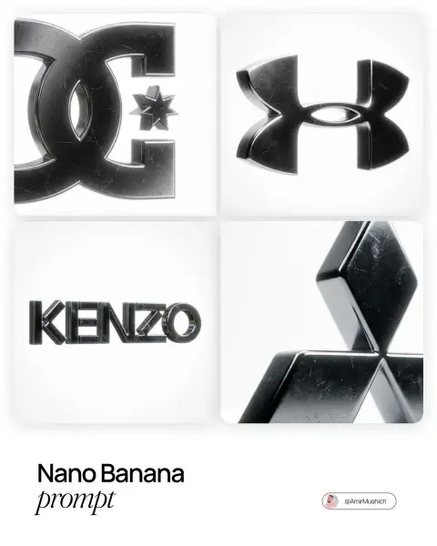 Logo design with dark metallic texture and strong light and shadow interweaving