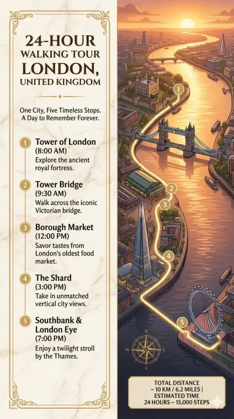 London 24-hour walking tour map