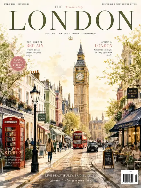 London Eternal City retro luxury travel magazine cover