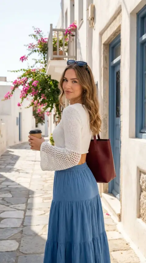 Looking back at summer in front of the white wall of the Mediterranean Sea