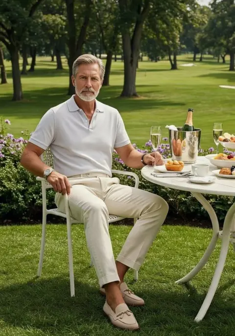 Luxurious champagne under the morning light on the golf course