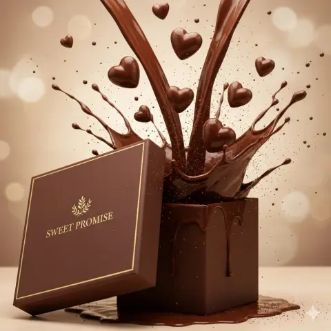 Luxurious chocolate ads with silky splashes
