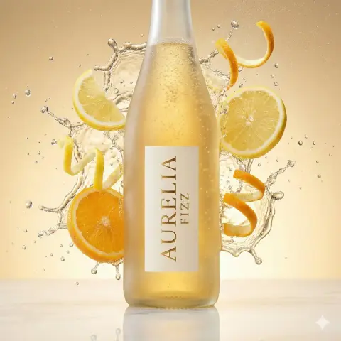Luxurious citrus sparkling water high speed splash photography