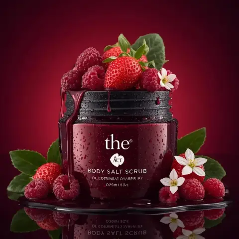 Luxurious Cranberry Sea Salt Scrub Product Photography