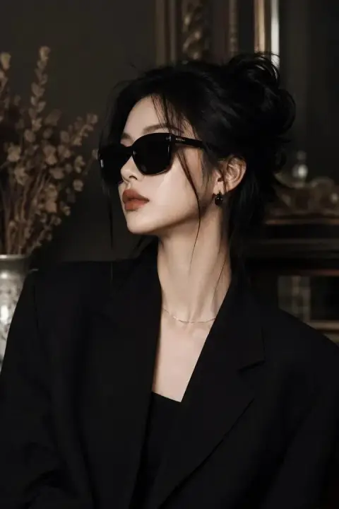 Luxurious dark fashion aesthetic female close-up portrait