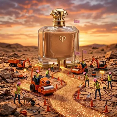 Luxurious foundation miniature construction site in the desert