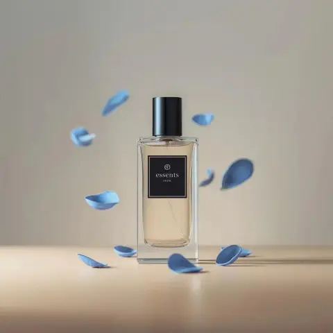 Luxurious gold incense and floating blue petals