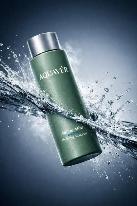 Luxurious green shampoo spray freezes