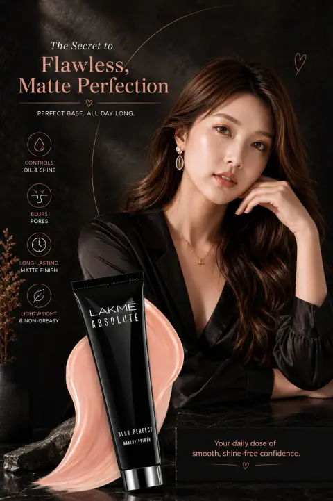 Luxurious matte primer hyper-realistic beauty poster