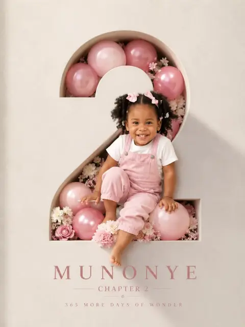 Luxurious second birthday poster 3D hollow digital portrait