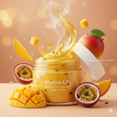 Luxurious tropical fruit puree body scrub