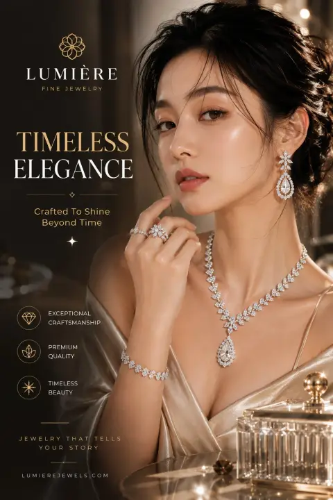 Luxury diamond jewelry fashion portrait poster