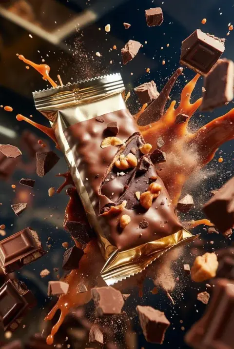 Luxury protein bar chocolate explosion splash