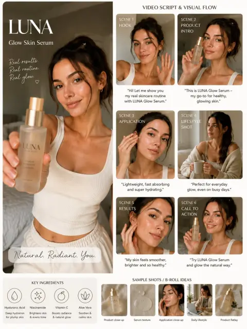 Luxury skin care product UGC marketing visual planning board